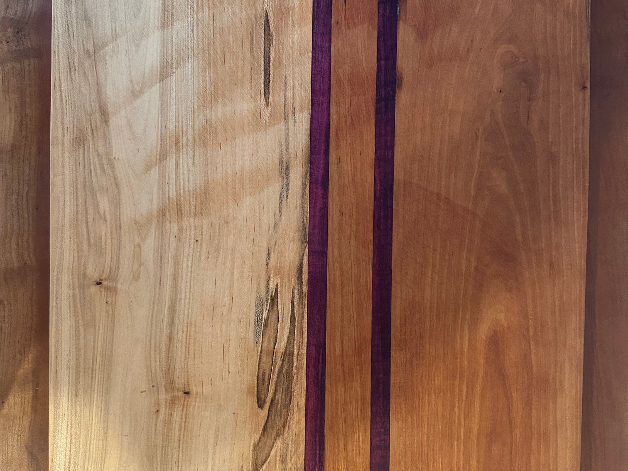 Cherry with Ambrosia with a Sandwich of Purpleheart Cutting Board