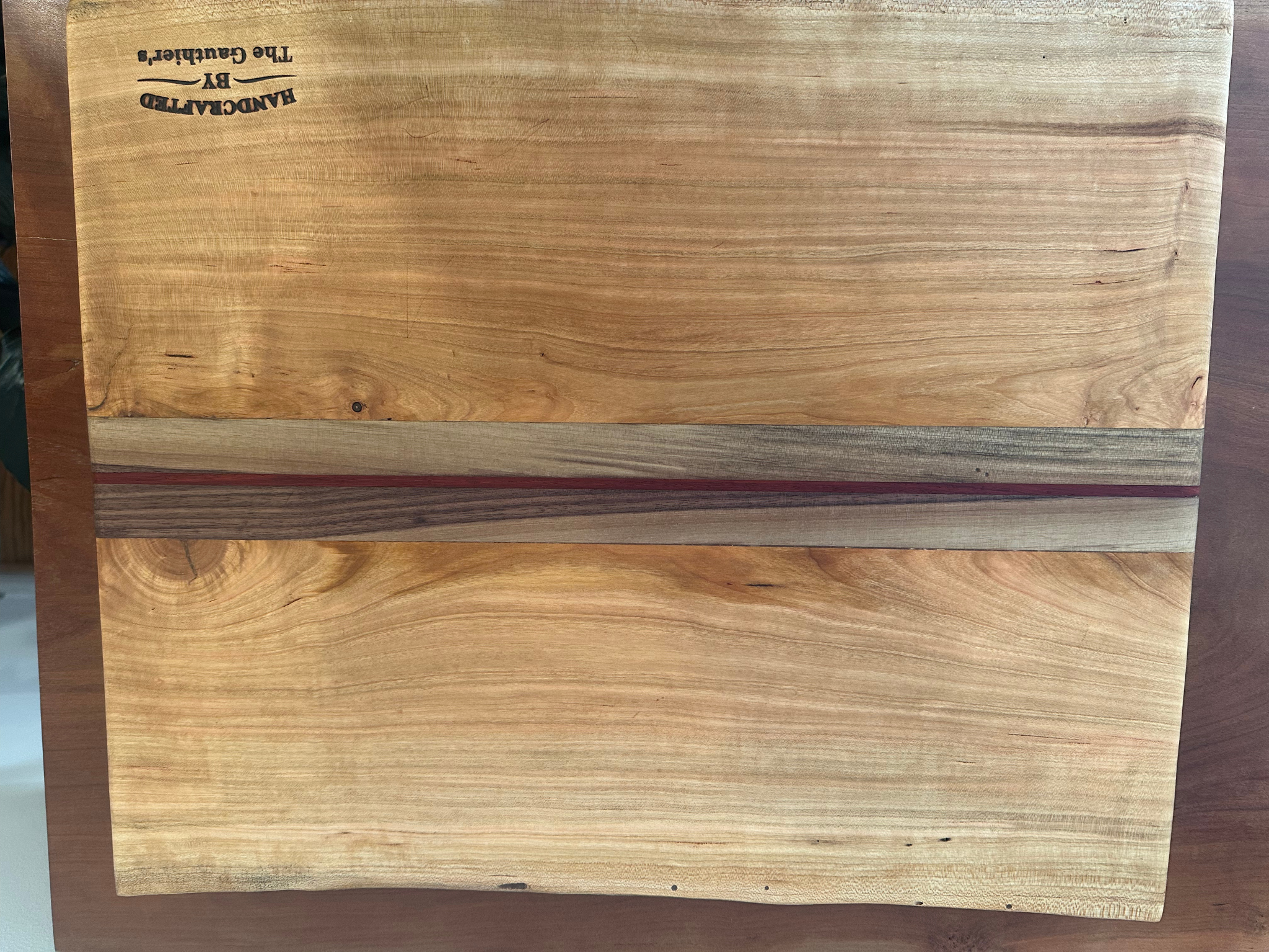 Double Cherry Live Edge with a Walnut Sandwich Cutting Board