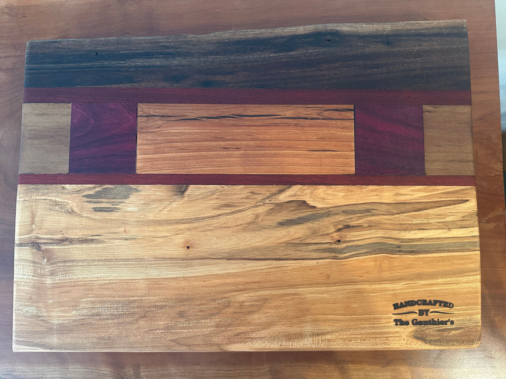 Living with Walnut Plaid and Ambrosia Cutting Board