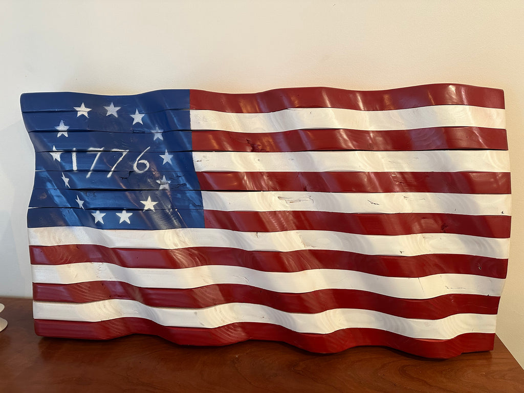 Wavy 1776 Colonial American Flag (20" x 37")