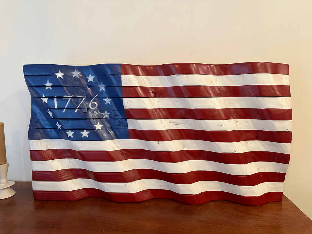 Wavy 1776 Colonial American Flag (20" x 37")